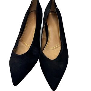 Vionic Josie Black Designer Leather Slip On Kitten Heel Pumps Dress Shoes  Sz 9